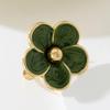 Gold Plated Colorful Enamel Flower Ring Elegant Dainty Floral Pattern Skin-friendly for Women Daily Date Wear Accessory
