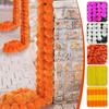 5PC Artificial Marigold Indian Wedding Flower Garlands Mexican Party Decor Day of The Dead Party Artificial Marigold Flowers