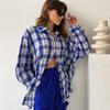 Chemise à carreaux vintage pour femme automne et hiver