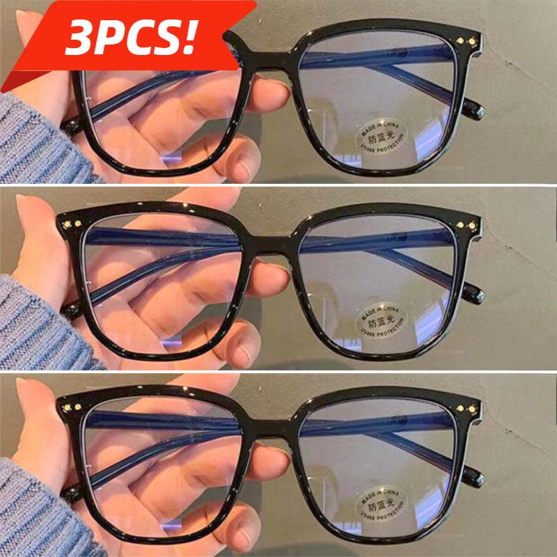 1/2/3 PCS Blue Light Blocking Glasses Fashion Square-framed Glasses Trend Campus Style Clear Black Frame Back To School Dress
