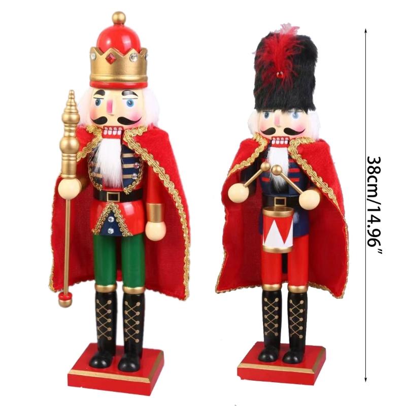Weihnachts-Nussknacker-Ornamente Holzsoldaten-Puppe mit Umhang Ornament für Zuhause Küche Bücherregal Partydekoration