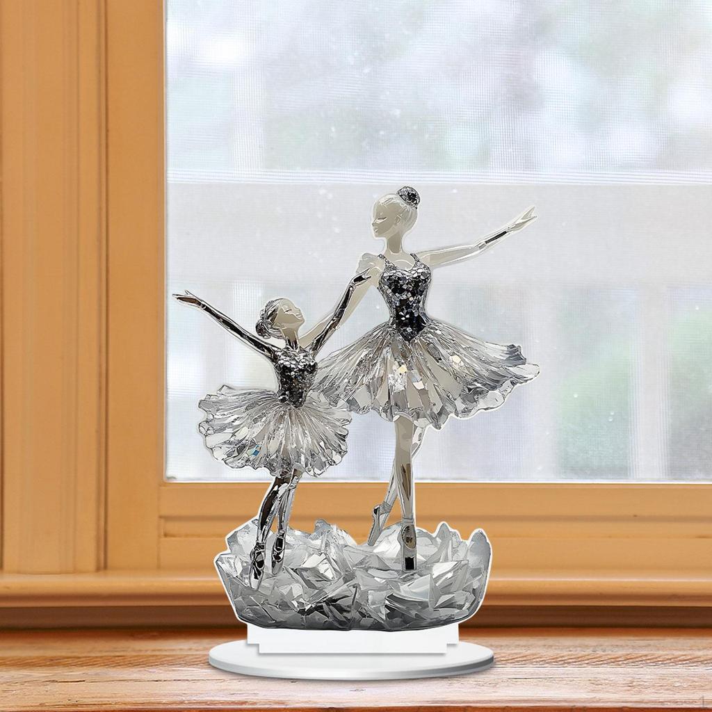 2D Doppel-Ballerinas Dekoration Acryl Dekor Kunsthandwerk Balletttänzerin Schild Desktop Ornament für