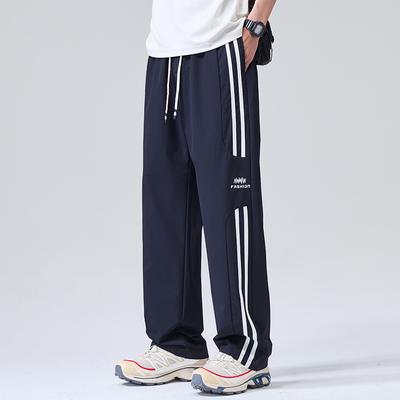 American Trendy Brand Striped Splicing Sports Casual Pants Men's Trend Versatile Loose Straight Thin Quick-drying Trousers