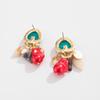 Light Luxury High-end Retro Ethnic Style Colorful Acrylic Pendant Stud Earrings Baroque Special-shaped Pearl Earrings Women