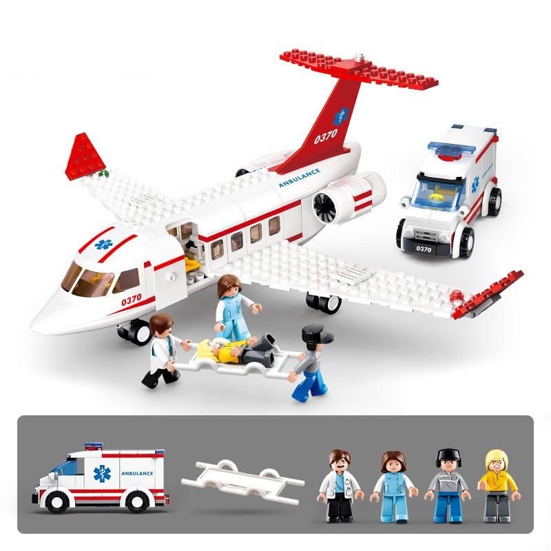 Set di Mattoncini Aereo di Soccorso Medico per Bambini Giocattolo Creativo Stem