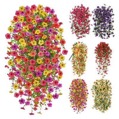 1/2/4Pcs Hanging Artificial Violet Flower UV Resistant Fake Silk Flower Wedding Party