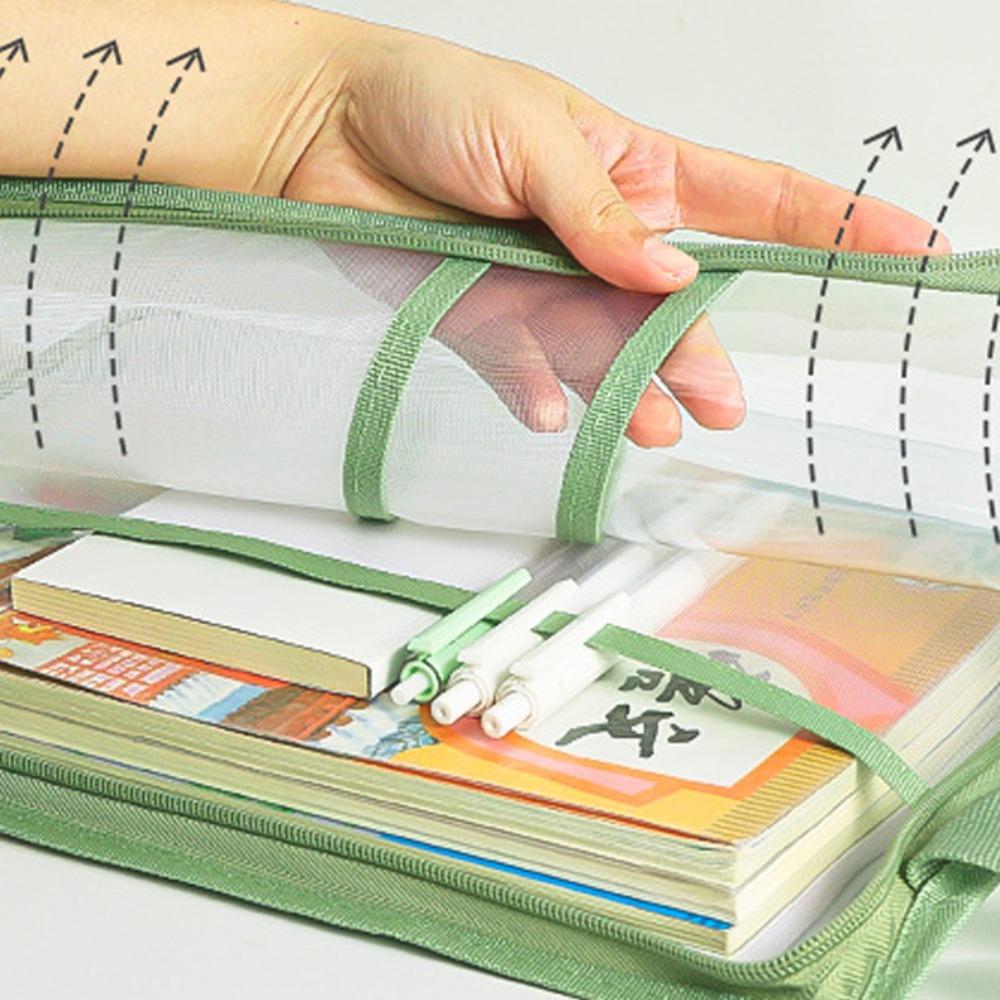 180° Flat Spread Test Paper Storage Bag Handheld PVC File Bag Student Stationery