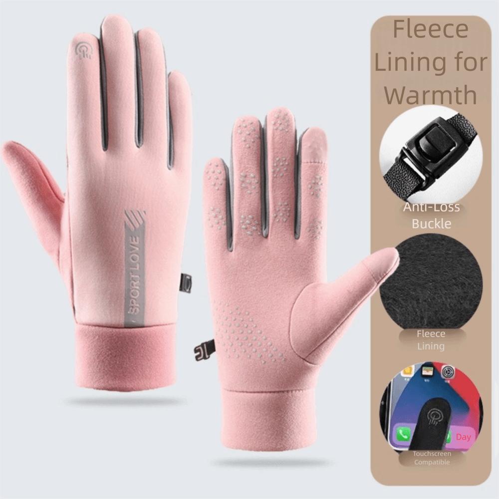 

Plush Ski Gloves Thickened Touch Screen Gloves Unisex Cycling Mittens Outdoor Pink/Women
