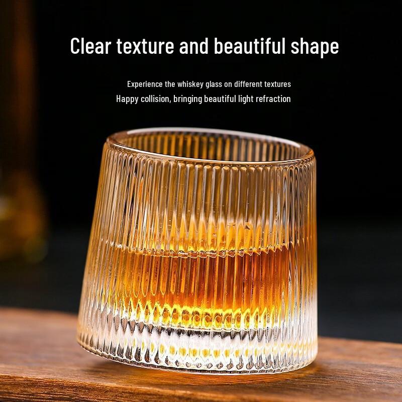 Hammered Rotating Whiskey Glasses, 180ml Set of 8