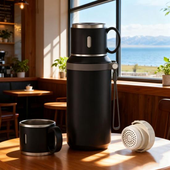 Stainless Steel Water Bottle with Tea Infuser Double Wall Vacuum Drink Container Leak-Proof Portable 600ml Insulated Coffee Tumbler for Hot Cold