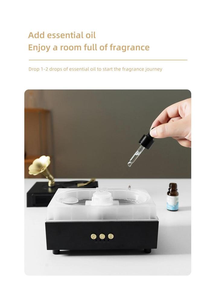 Retro Gramophon Aroma Diffusor & Bluetooth Lautsprecher mit Fernbedienung - Ultraschall Luftbefeuchter & Heimdeko Geschenk
