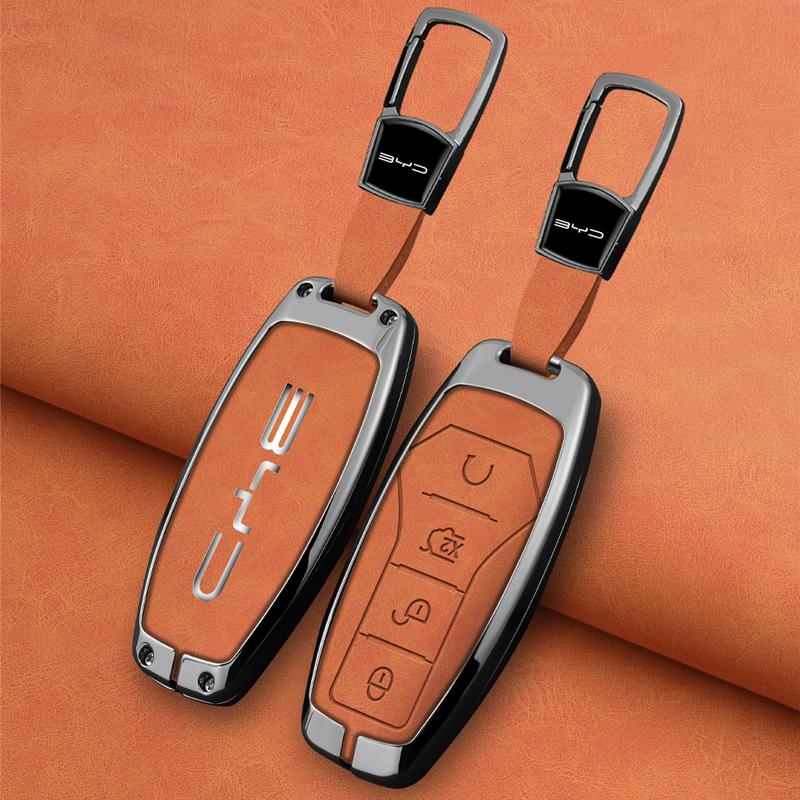 Car Key Case Cover Shell Fob for BYD Atto 3 Han EV Dolphin Lied Tang Dm Qin PLUS Song Pro MAX Yuan Zinc Alloy Protector Keychain