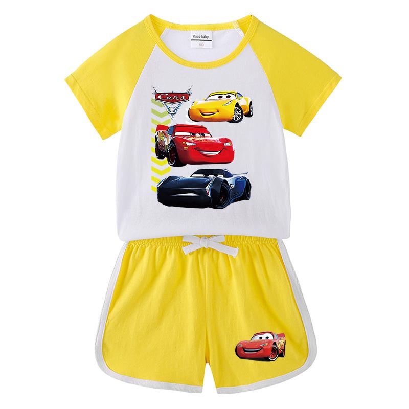 Letni komplet dwuczęściowy dla chłopca: T-shirt z krótkim rękawem i spodenki - casualowy strój sportowy