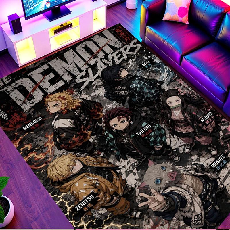 Demon Slayer Print Rug, Washable Floor Carpet, For Entryway Dorm Laundry Room Office Study, Home Decor Birthday Christmas Gift