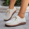 Women's Casual Faux Suede Walking Shoes Round Toe Lace-Up Work Office Driving Moccasins Shoes for Women Non-Slip Comfortable Penny Flat Loafers