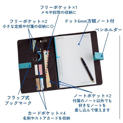 Raymay Fujii Notebook Cover, B5 Size, Multi-Cover Notebook with Belt, Navy Blue, CN255K