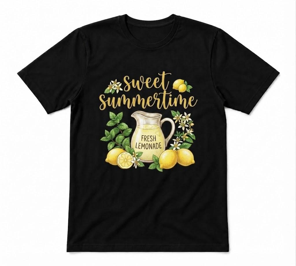 Sweet Summer Time Lemon Fresh Lemonade Summer Vibes Black T-ahirt