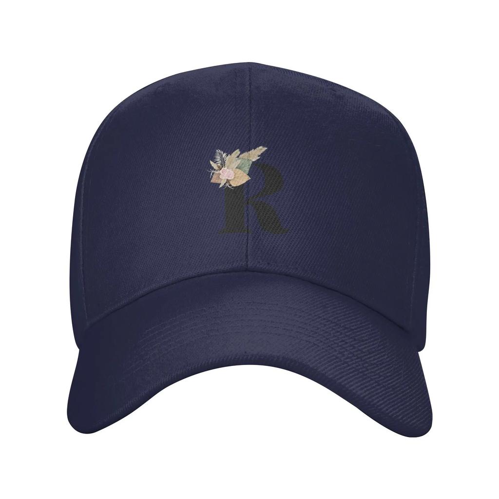 Letter R Floral Sun Baseball Cap Summer Women Unisex  Custom DIY Trucker Hat Sunscreen y2k Funny Tennis Skate Snapback Cap