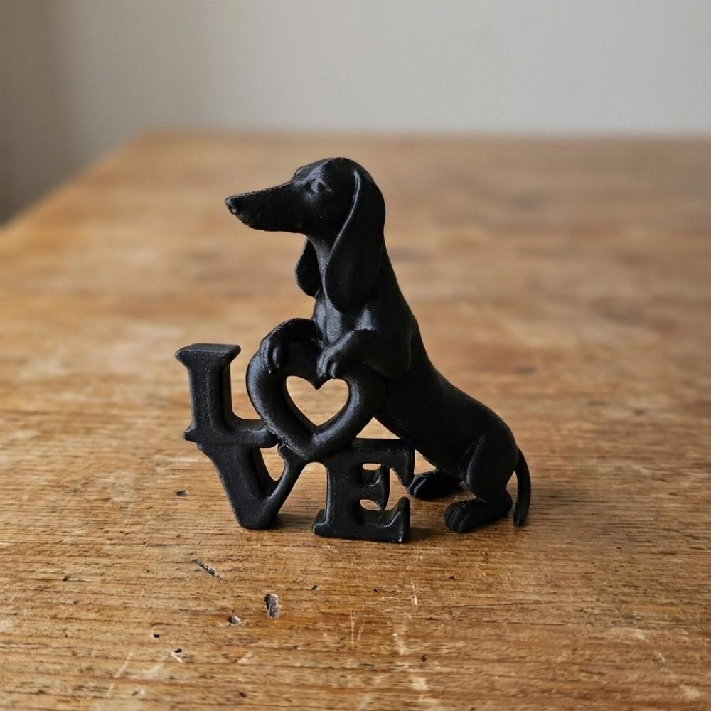 3D Printed Love Dog Ornament Cute Dog Statue Funny Animal Sculpture Dog Lover