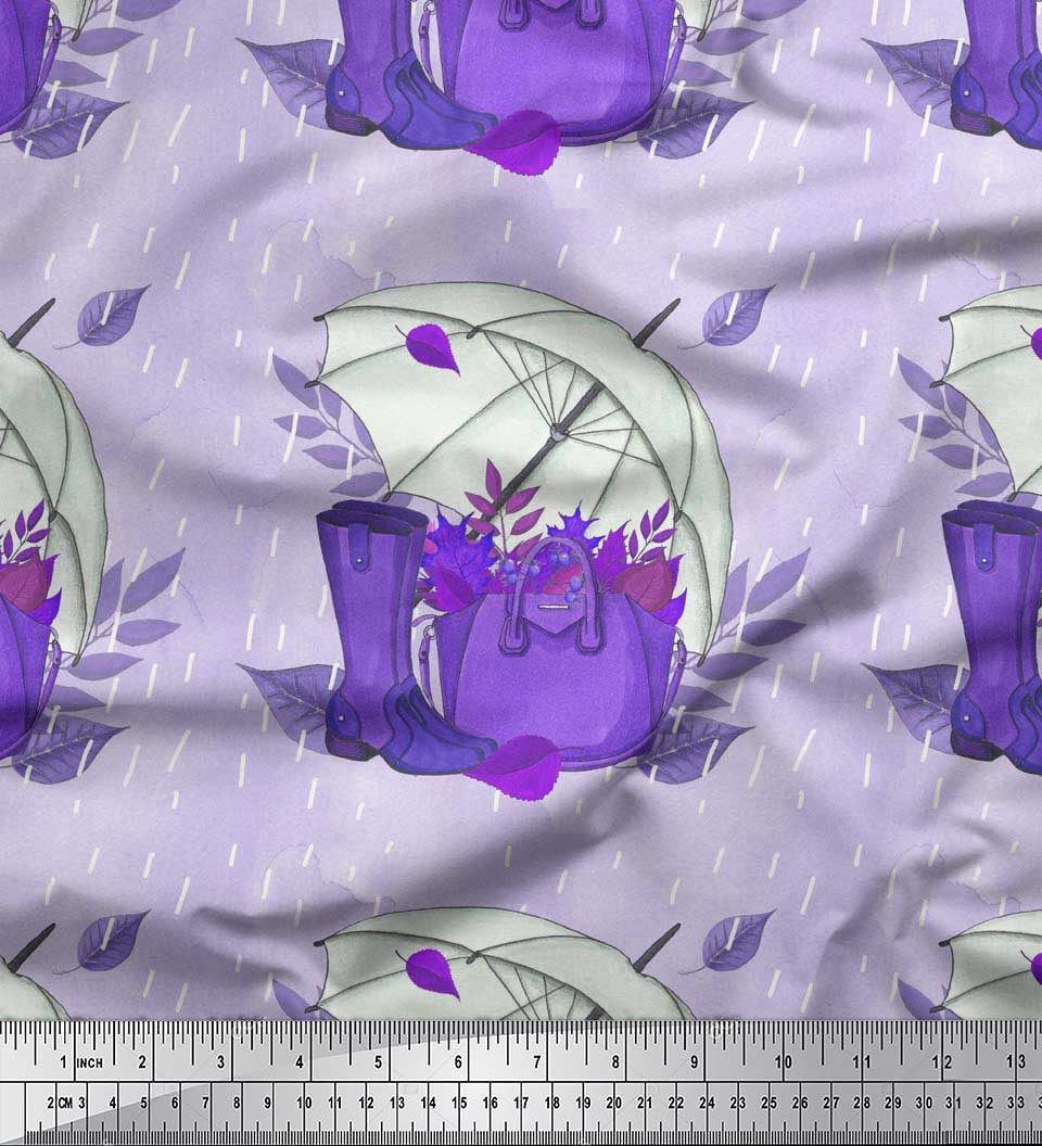 

Парасолька, чоботи та сумочка з японської креп-атласної тканини Soimoi для жінок з принтом на метр 42 дюйма 42 Inch Wide - Poly Crepe Фіолетовий