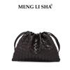 Premium sense single shoulder armpit woven pleated cloud bag women commuter versatile hand carry crossbody drawstring garbage bag
