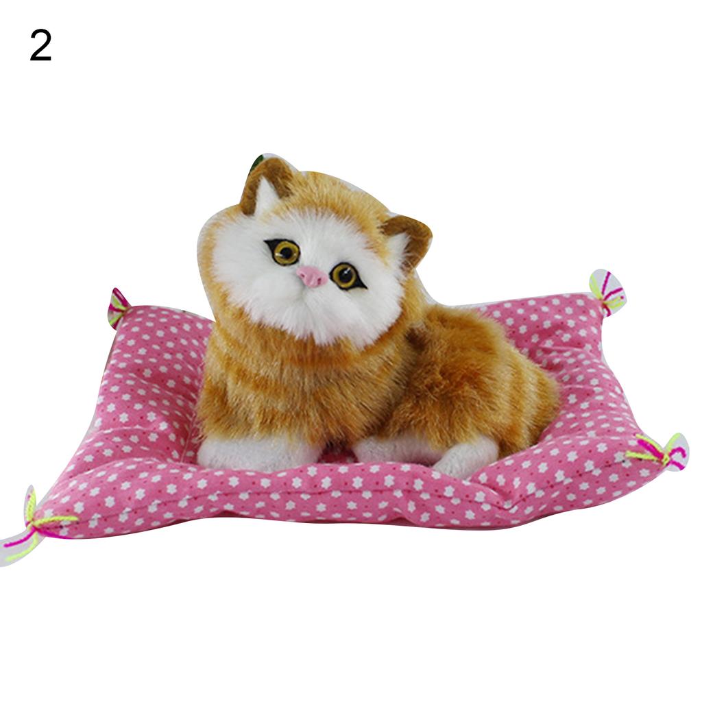 Jucărie de păpușă de pluș cu sunet de pisică drăguță de simulare de ursuleț cu covoraș de dormit pentru decorarea casei