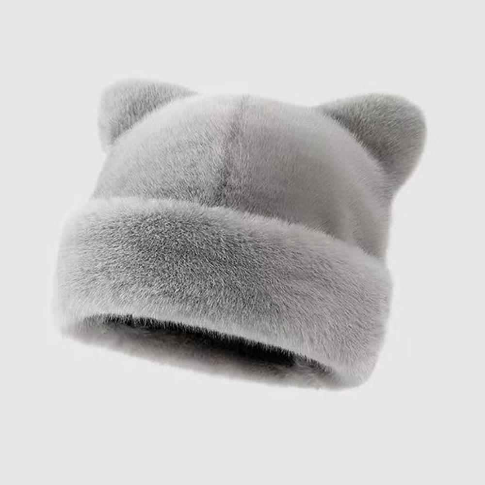 Fluffy Fur Women's Winter Hat Winter Cat Ears Snow Ski Cap Faux Fur Thick Warm Windproof Hat Russian Hat Mink Fisherman's Hat