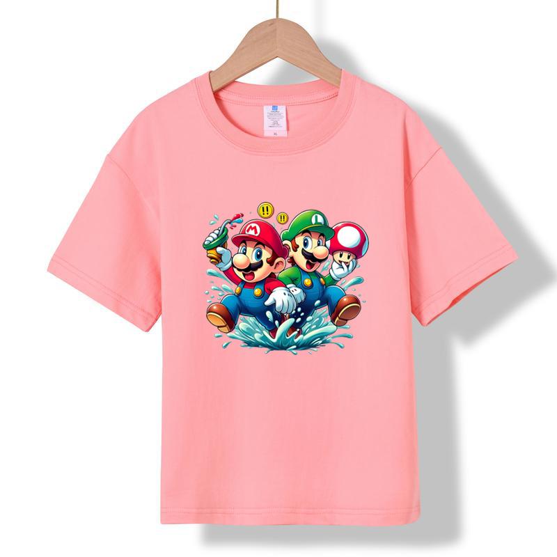 

MC-50 MINISO 2026 Summer New Printed Cotton Round Neck T-shirt for Children Aged 1-16, Boys and Girls 100