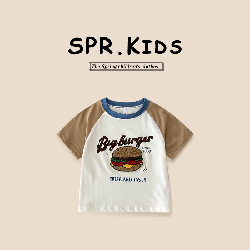 

Крута футболка з мультяшним принтом, рукавом реглан, вільного крою для хлопчиків - Літня мода для дітей молодшого та середнього віку 110cm