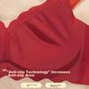 LangSha Zodiac Year Underwear for Women, Wine Red Snake Year Wedding Bridal Small Chest Push-Up Wireless Bra, Seamless Side Support Brassiere