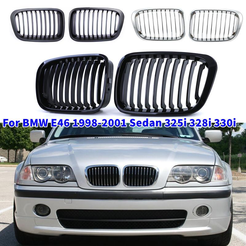 For BMW E46 Sedan 325i 328i 330i 1998-2001 Front Hood Kidney Bumper Racing Grille Mesh Single Line Grill Car Replacement Parts