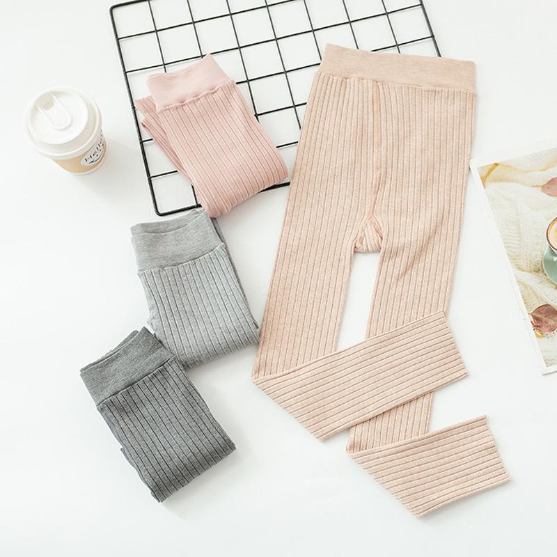 Girls' Nine-Point Footed Seamless Leather Tights - Traceless Children's Base Layer and Outerwear Pants