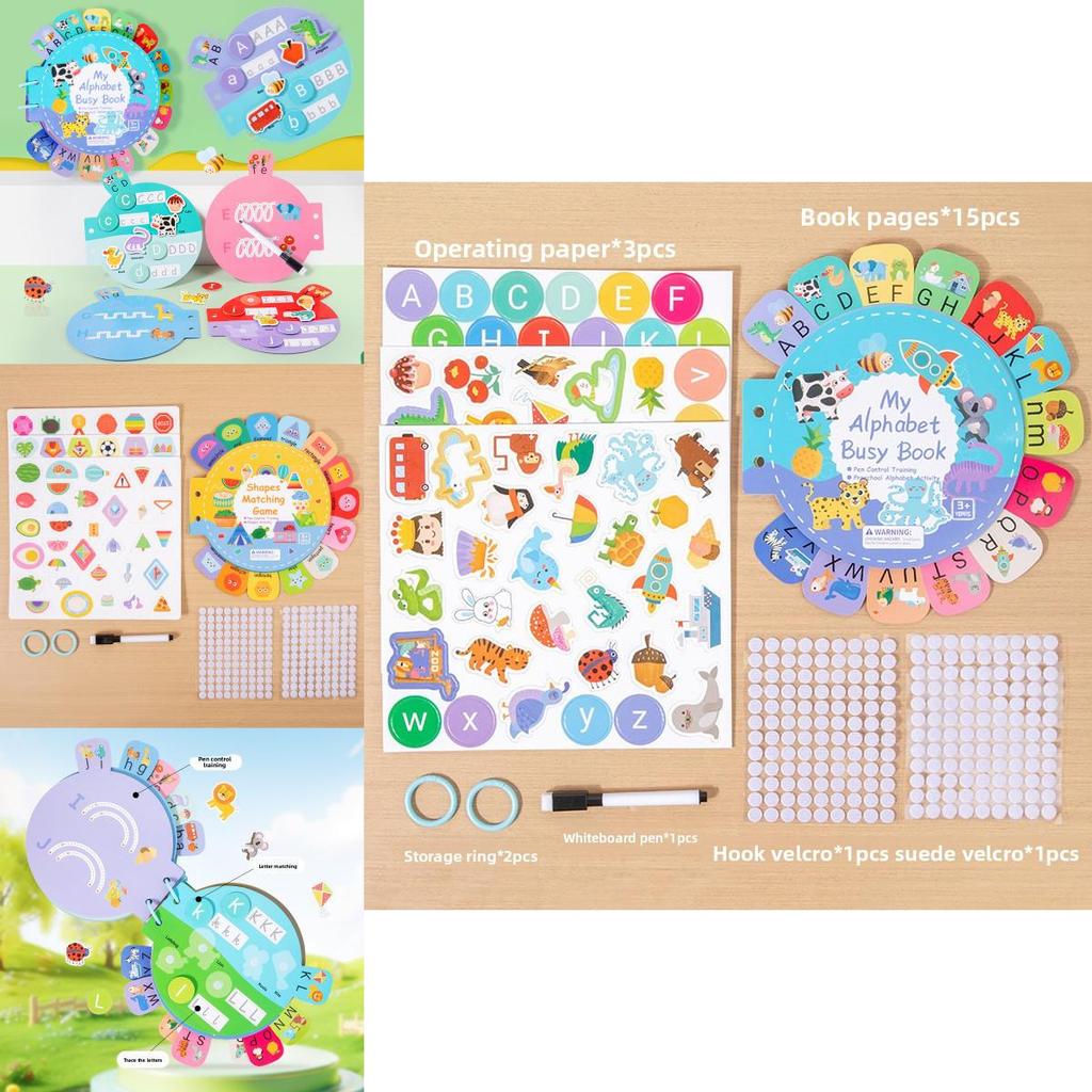 Childrens English Early Learning Quiet Book With Letter And Shape Tabs For Preschool Education