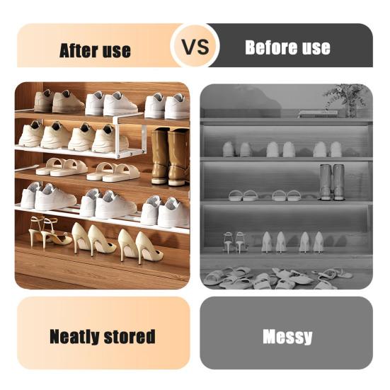 Telescopic Shoe Rack Adjustable Cabinet Storage Hanging Shelf Organizer Multi-Functional No-drill Vertical Shoe Organizer