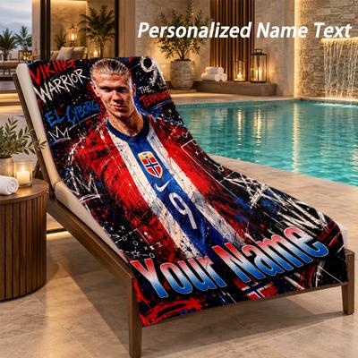 Custom Text Erling Haaland Print Beach Towel Large Towel For Home Bathroom Beach