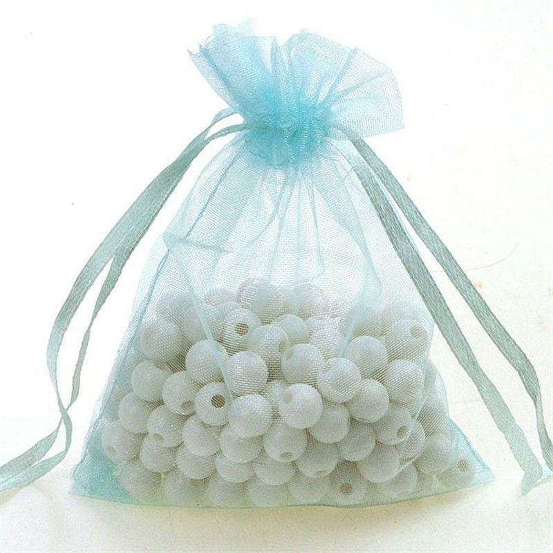 

10 шт. Органзовые мешочки с завязками, подарочные мешочки для свадебной вечеринки, мешочки для конфет, ювелирные изделия Blue-10pcs,S-7x9cm
