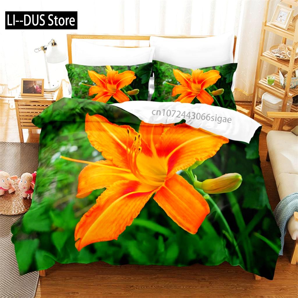 Yellow Flowers Queen Bedding Sets Duvet Cover Set Bedding Digital Printing King Size Duvet Cover Set Bedding Set