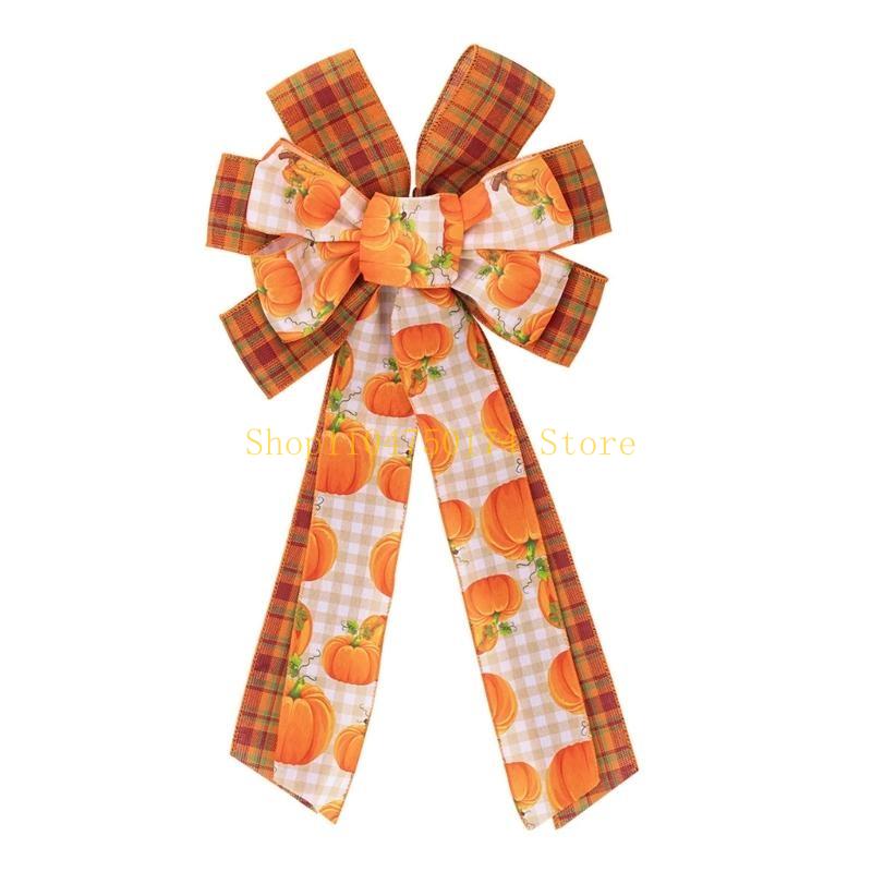 Handmade Polyester Ribbon Bowknot for Front Door Home Decoration Thanksgiving Hanging Accessories Party Supplies Top Sale
