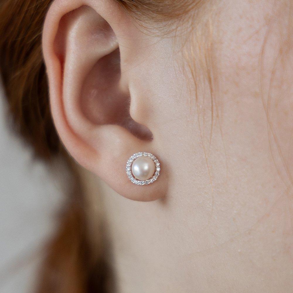 (925 Silver) Grace Pearl Jewel Stud Earrings Ec3234