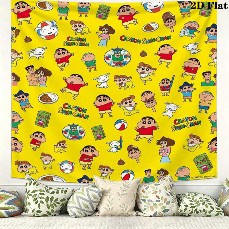 Crayon Shinchan Wall Tapestry Aesthetic Wall Hanging Printed Fabric Blanket Decorative Tapestries For Bedroom Living Room Home Decor