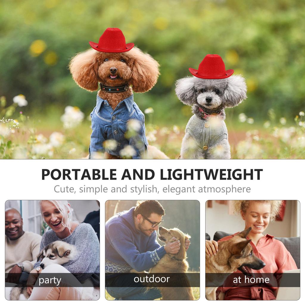 Cowboy Dog Cat Hat Pet Costume Supplies Premium Non-Woven Material Adjustable Strap for Western Theme Party Graduation