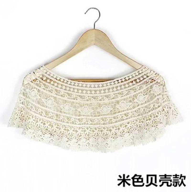 Out Hijab Scarf Elegant Ladies Shawl Fashion Tassel Lace Scarf Women Fashion Hollow Hook Flower Short Small Vest Cover