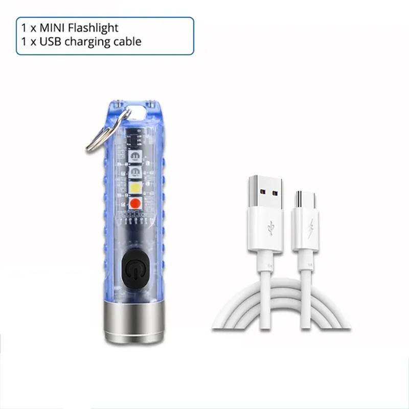 Multifunktions-Mini-EDC-LED-Taschenlampe Tragbares Schlüsselbundlicht MagneticTorch USB-aufladbare UV-Lampe Notfall-Campinglaterne