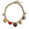 Drip Oil Heart and Butterfly Pendant Gold Bohemian Collarbone Chain  Gift