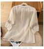 Women's Retro Cotton Five-Sleeve Ethnic Style Round Neck Top - Loose, Slimming Shirt for Spring/Summer