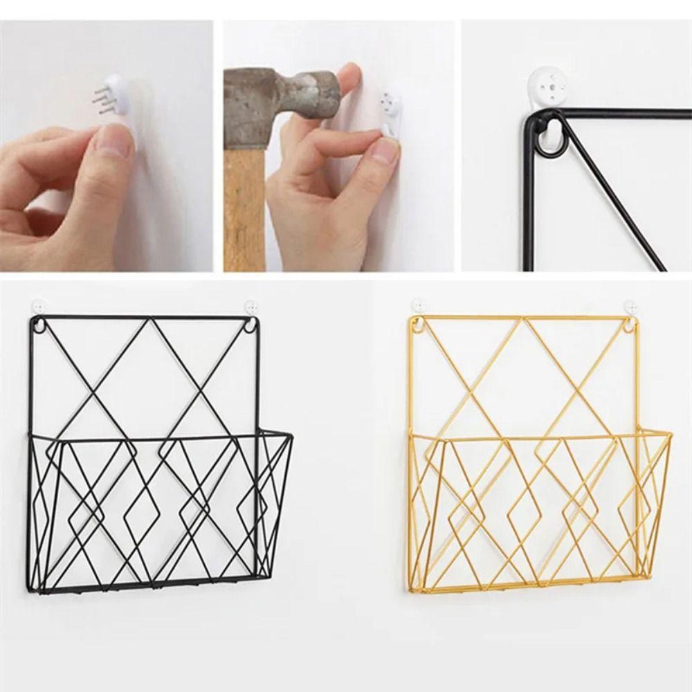 Wall Mounted Magazine Organizer Metal Newspaper Storage Rack For Home Office Books Newspapers