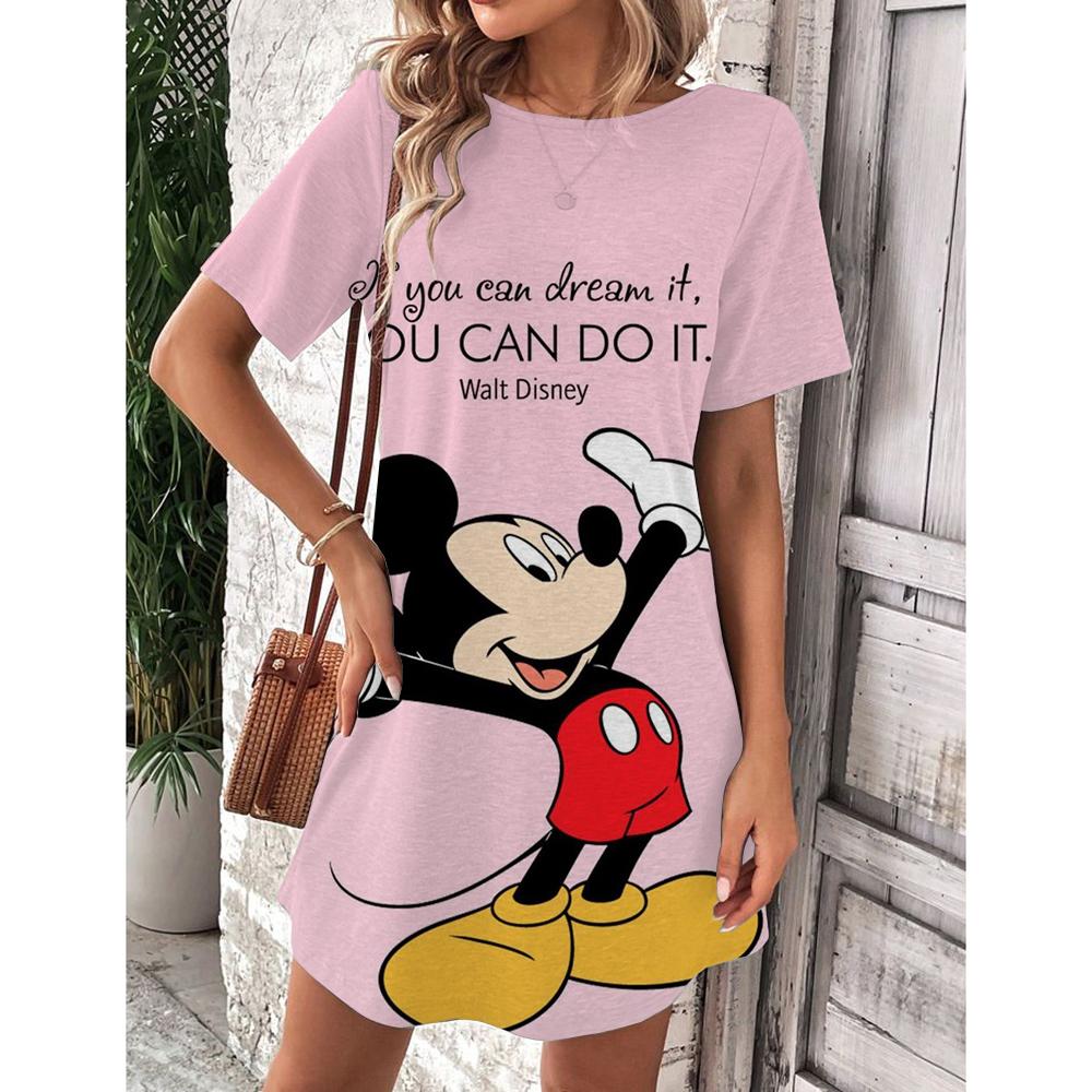 Vestito da Donna Scollo O Manica Corta Sexy Stampa Disney Topolino