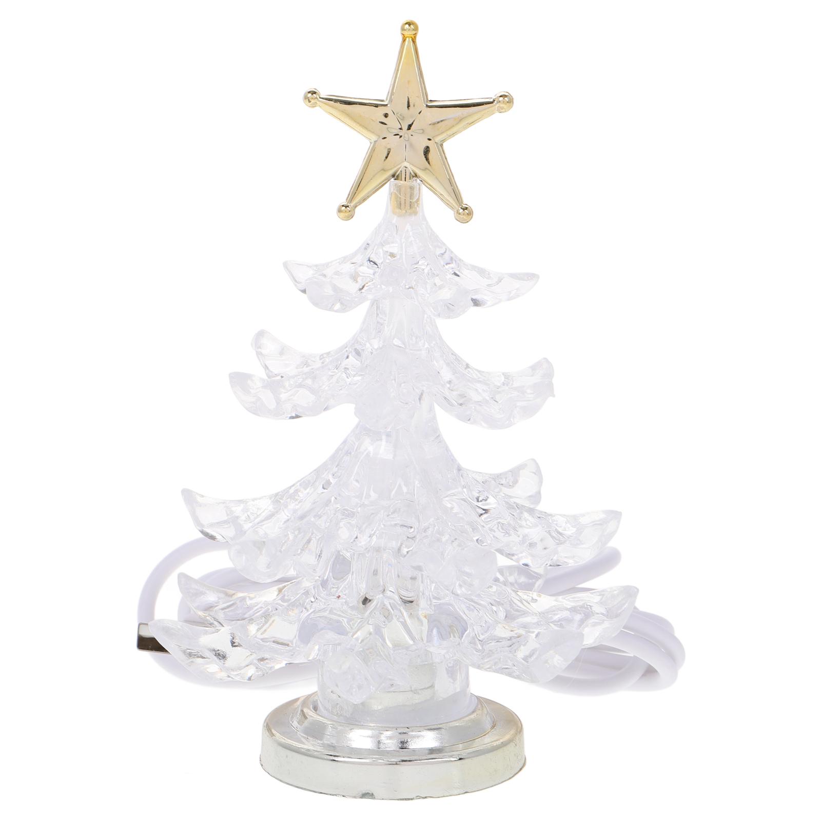 1 шт. Прозрачный акриловый светодиодный светильник Украшение рождественской елки USB Мигающая лампа Рождественская елка 7 цветов RGB Рождественская настольная лампа Светодиодный светильник 11.5X7.5X7.5cm золотой