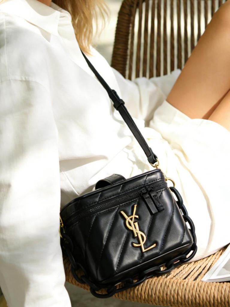 YSL Beauty Makeup Box, Mini Crossbody Cosmetic Bag, Fashion Quilted Storage Case With Chain Strap, Women Shoulder Handbag Beauty Accessories