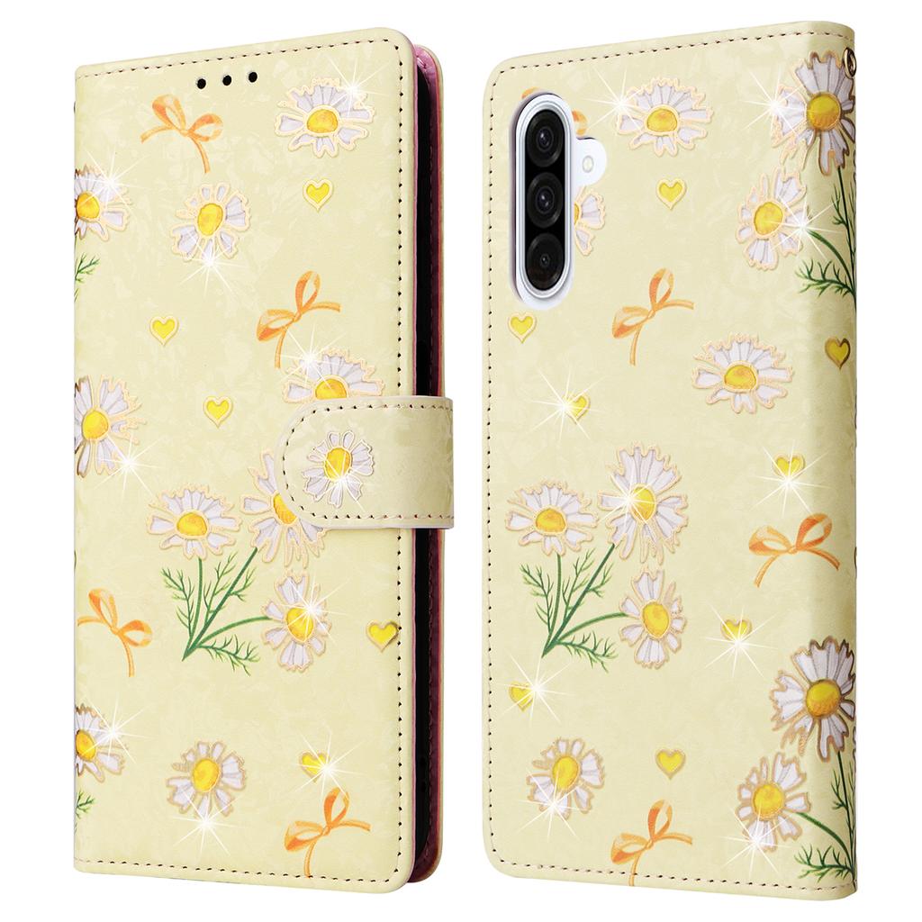For Samsung Galaxy A17 5G/A17 4G/A26 5G Case RFID Blocking Flower Leather Phone Cover with Wrist Strap